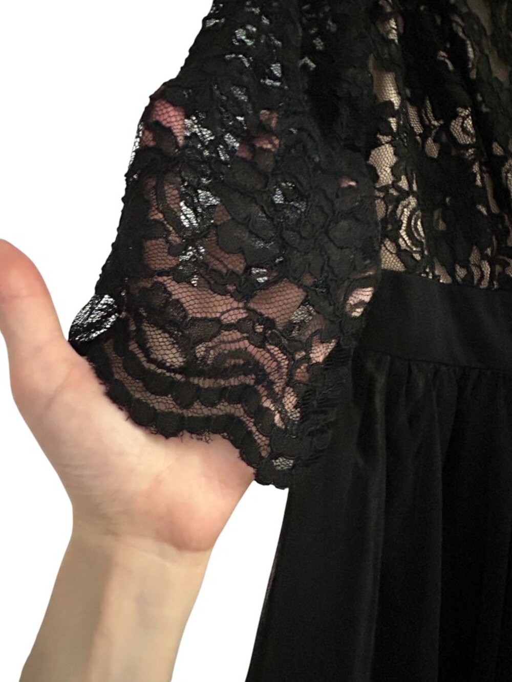 Jessica Howard Size 14 Black Lace Gown Special Occasion Dress 3/4 Sleeves Lined - Picture 8 of 9